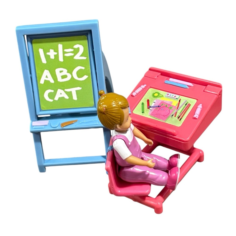 Fisher Price Loving Family Dollhouse Desk Easel & Little Girl Figure